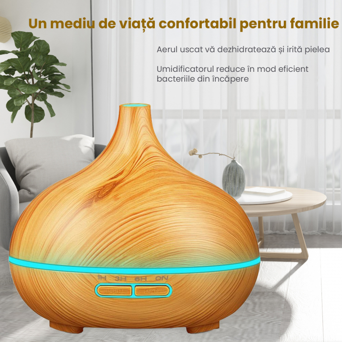 Difuzor aromaterapie cu uleiuri esentiale - lemn deschis [3]