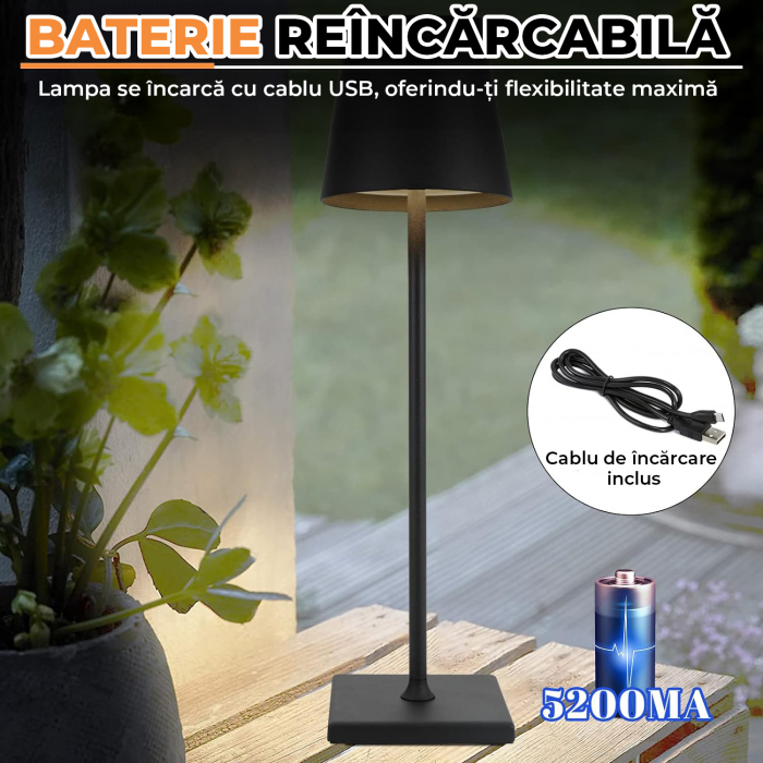 Lampa de masa touch led - 1  Buc Neagra [4]