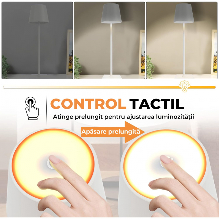 Lampa de masa touch led - 1 Buc. Alba [3]