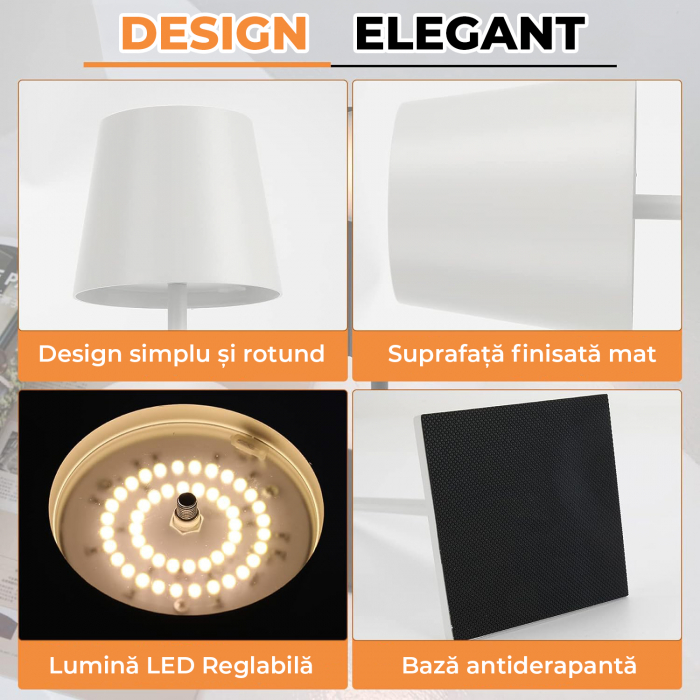 Lampa de masa touch led - 1 Buc. Alba [4]
