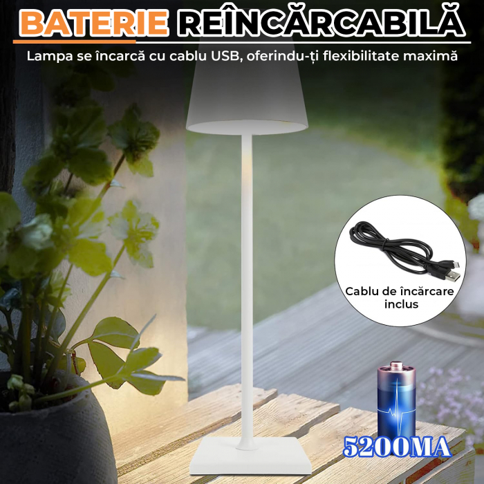 Lampa de masa touch led - 1 Buc. Alba [5]