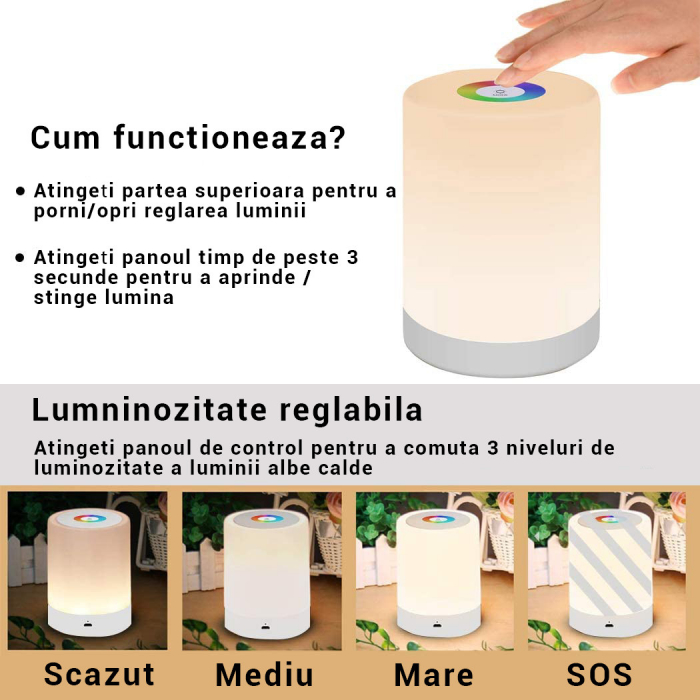 Lampa de veghe cu control tactil - 1 Buc. [9]