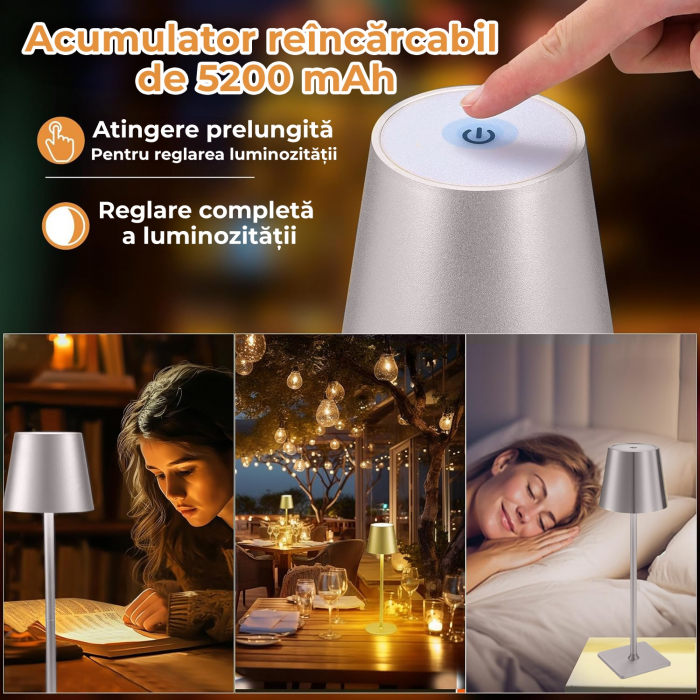 Lampi de masa touch led - Set 2 Buc.  Argintiu [7]