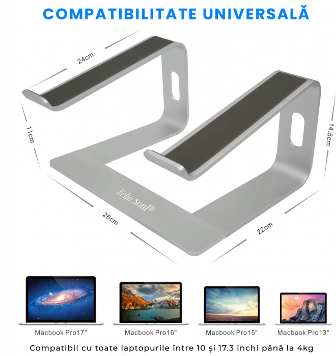 Suport pentru laptop-  1 Buc. Argintiu Deschis [10]