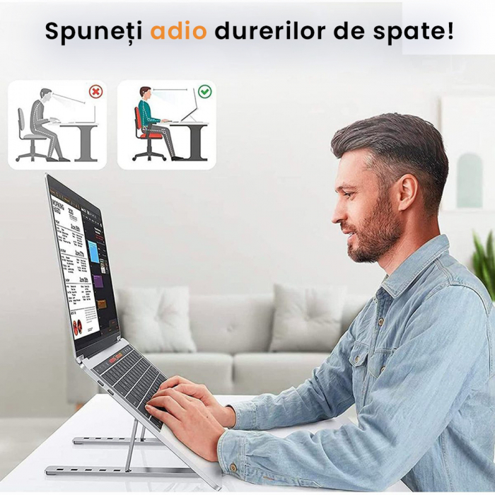 Suport pentru laptop reglabil argintiu [5]