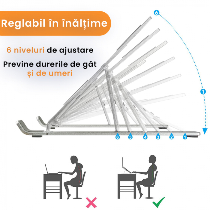 Suport pentru laptop reglabil argintiu [9]