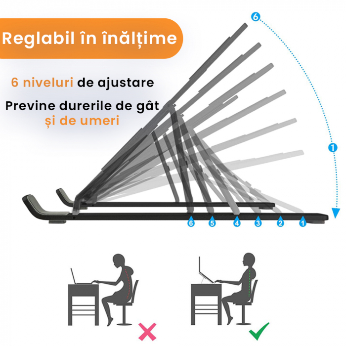 Suport pentru laptop reglabil - 1 Buc. Negru [7]
