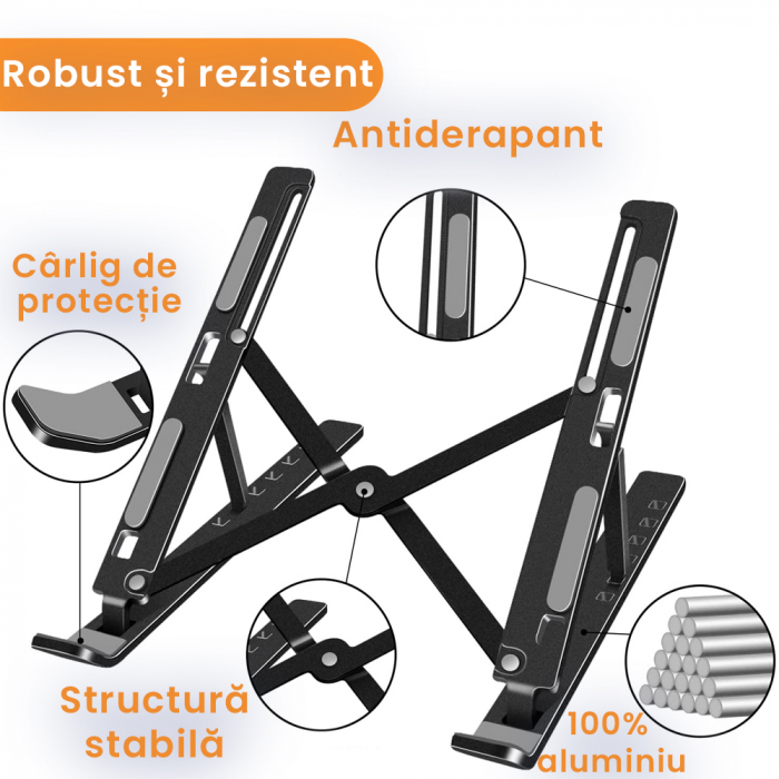 Suport pentru laptop reglabil - 1 Buc. Negru [3]