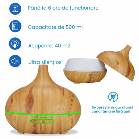 Difuzor aromaterapie cu uleiuri esentiale - lemn deschis [3]