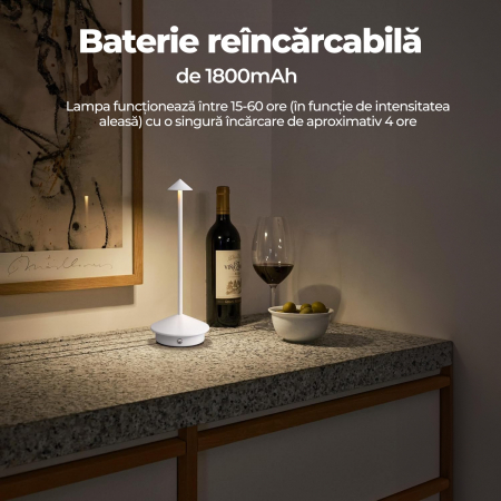 Lampa de masa touch led - 1  Buc Alba [4]