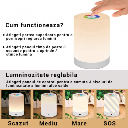 Lampa de veghe cu control tactil - 1 Buc. [8]