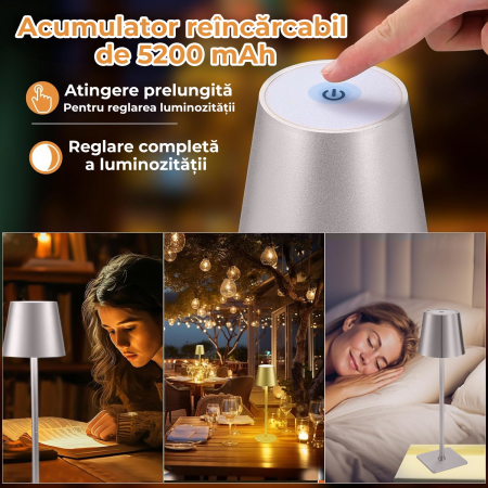 Lampi de masa touch led - Set 2 Buc.  Argintiu [6]