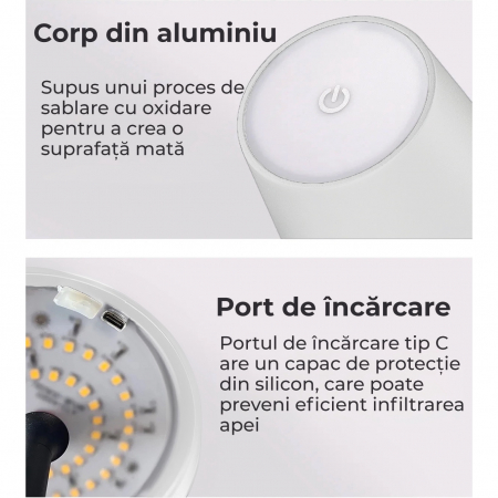 Lampa de masa touch led - Set 2 Buc. Alba [2]