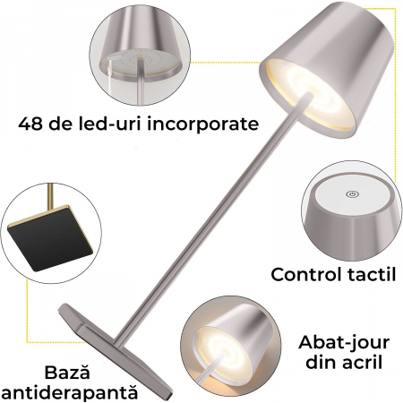 Lampi de masa touch led - Set 2 Buc.  Argintiu [2]