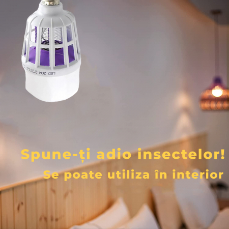 Set 4 becuri LED 2 in 1 cu lampa UV - Anti insecte [3]