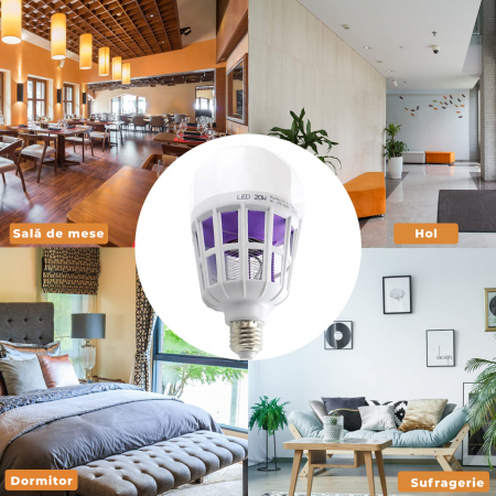 Set 4 becuri LED 2 in 1 cu lampa UV - Anti insecte [8]