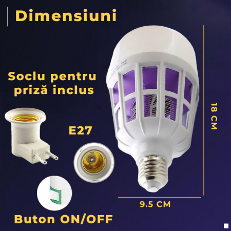 Set 4 becuri LED 2 in 1 cu lampa UV - Anti insecte [4]
