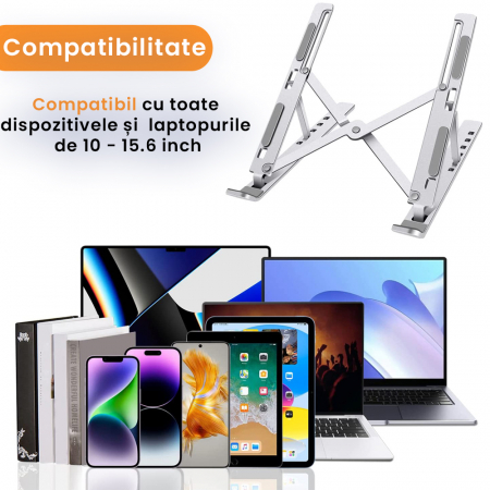 Suport pentru laptop reglabil argintiu [5]