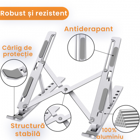 Suport pentru laptop reglabil argintiu [6]