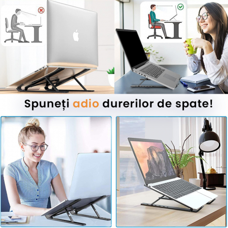 Suport pentru laptop reglabil - 1 Buc. Negru [3]