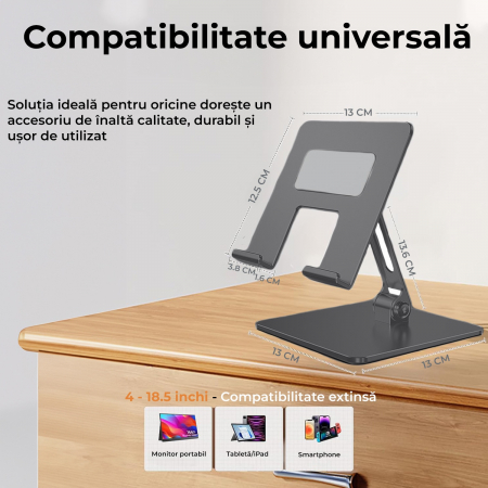 Suport pentru Tableta si Telefon - 1 Buc. Argintiu Inchis [3]