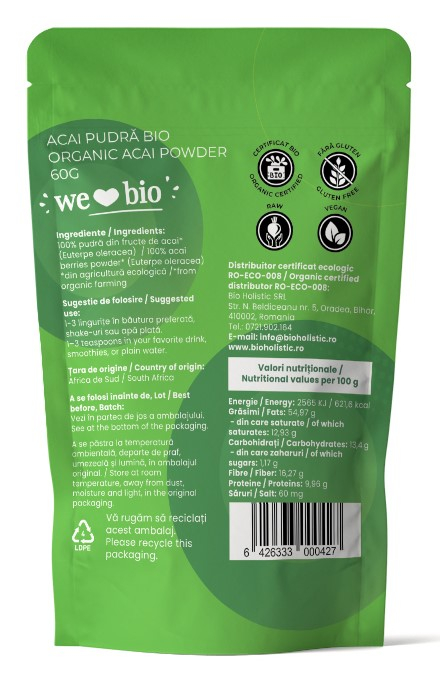Acai pudră bio 60g Obio [2]
