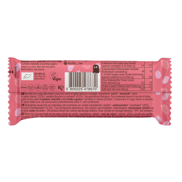 Baton cu dude și vanilie bio 30g Roobar [2]