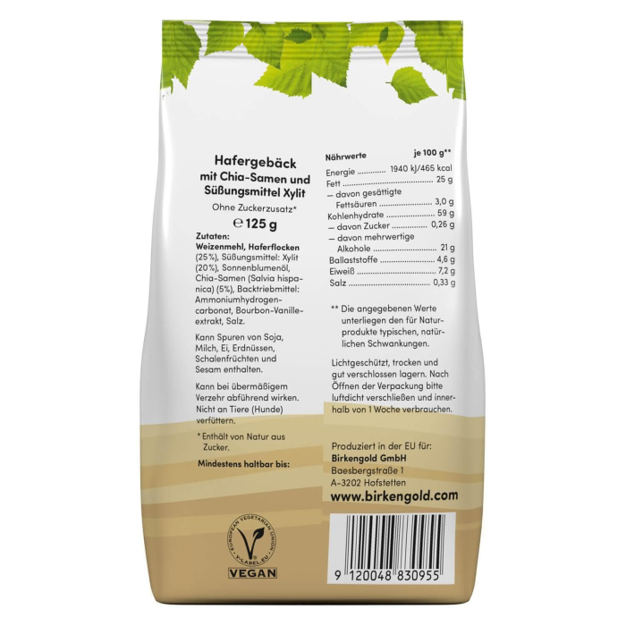 Biscuiți cu chia și ovăz 125g Birkengold [2]