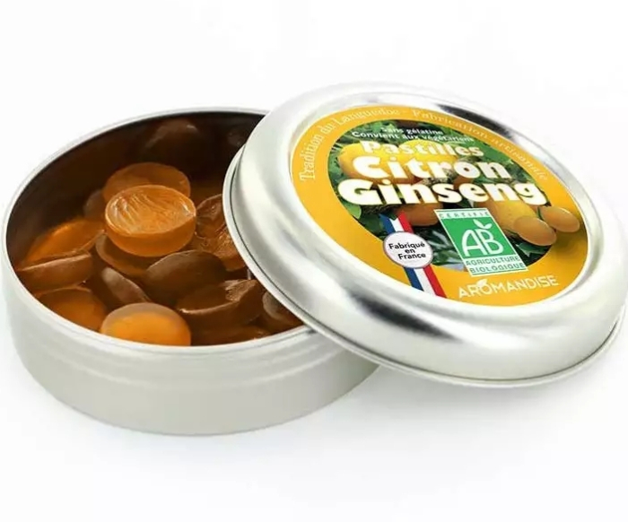 Bomboane artizanale cu lămâie și ginseng bio 45g Aromandise [3]