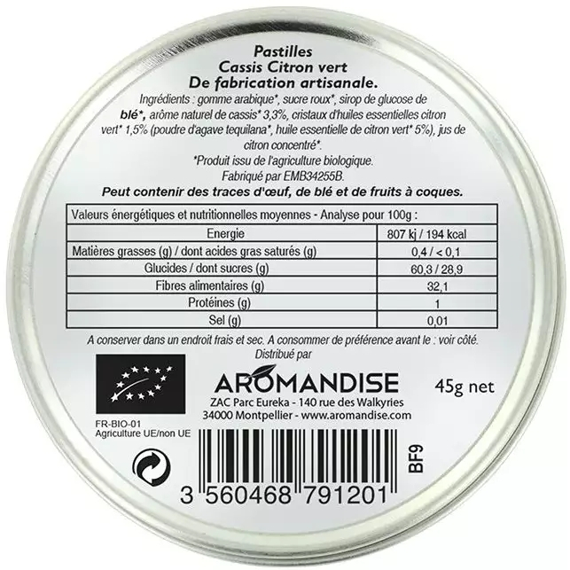 Bomboane artizanale cu lime și coacăze negre bio 45g Aromandise [2]