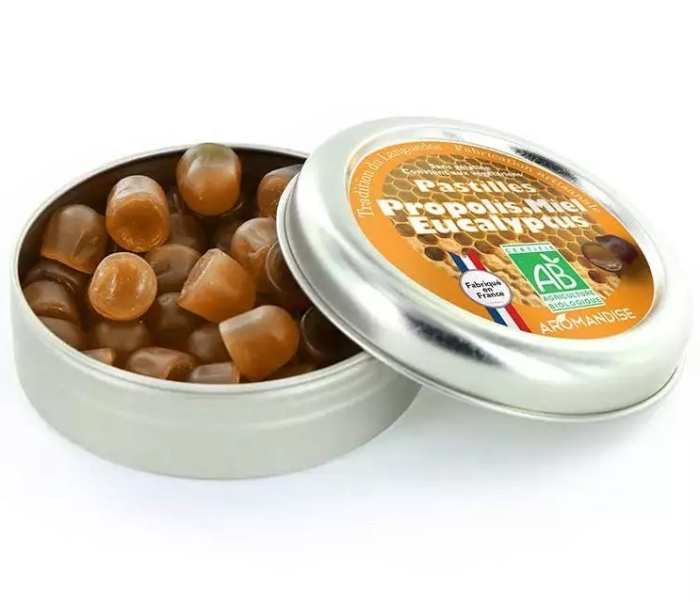 Bomboane artizanale cu propolis, miere și eucalipt bio 45g Aromandise [2]