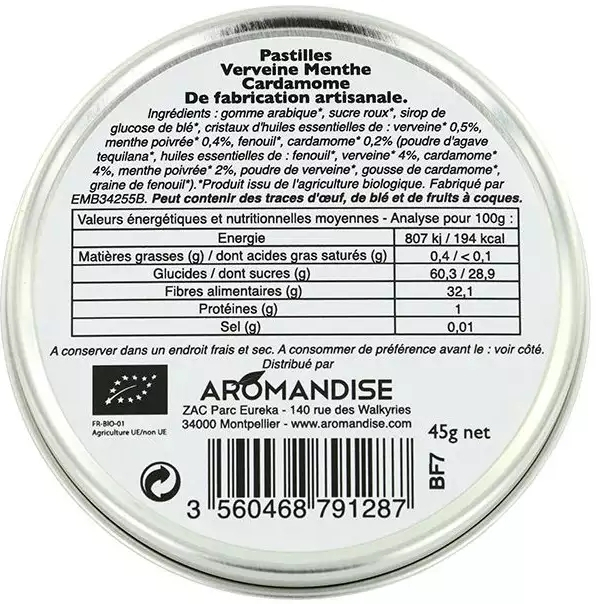 Bomboane artizanale cu verbină, mentă și cardamom bio 45g Aromandise [4]