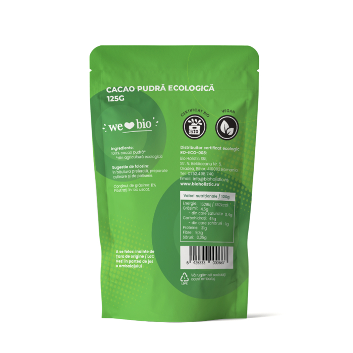 Cacao pudră bio 125g Obio [2]
