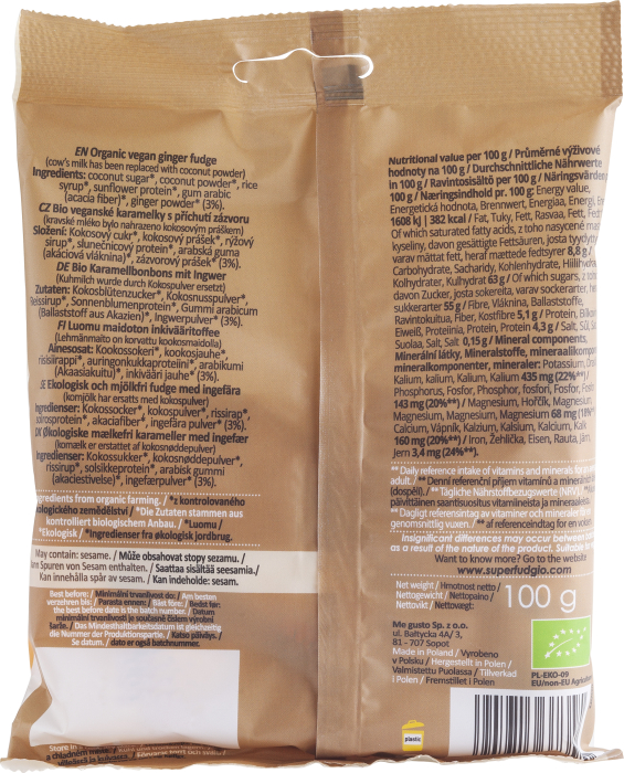 Caramele - aromă ghimbir bio 100g Super Fudgio [2]