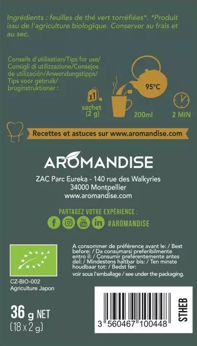 Ceai verde prăjit bancha hajicha bio 18dz x 2g 36g Aromandise [2]