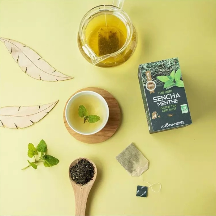 Ceai verde sencha cu mentă bio 18 dz x 2 g 36 g Aromandise [3]