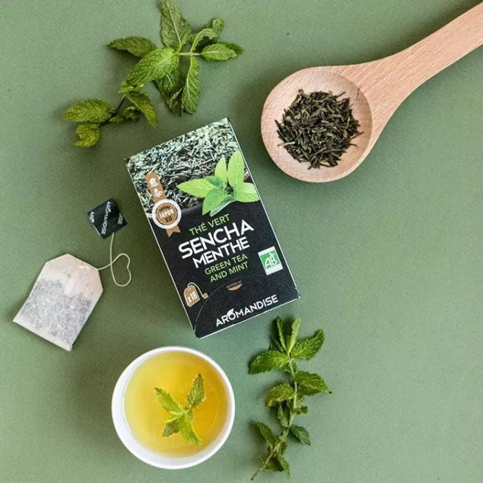 Ceai verde sencha cu mentă bio 18 dz x 2 g 36 g Aromandise [7]
