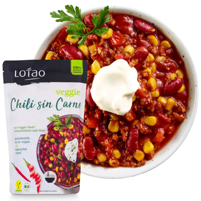 Chili sin carne vegan cu fasole roșie și legume bio 320g Lotao [4]