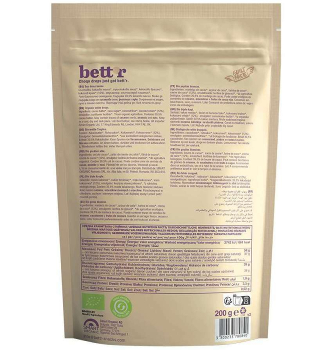 Choco drops din ciocolată albă bio 200g Bettr [2]