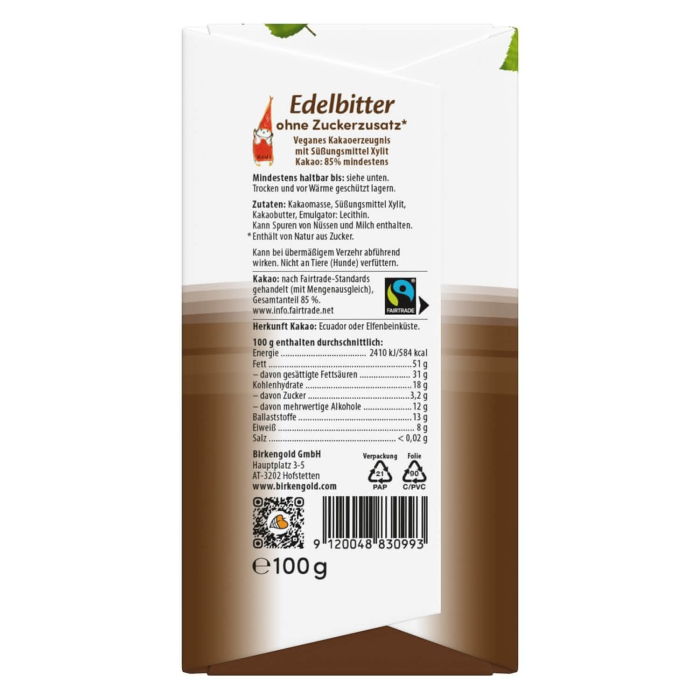 Ciocolată neagră 85% cacao 100g Birkengold [2]