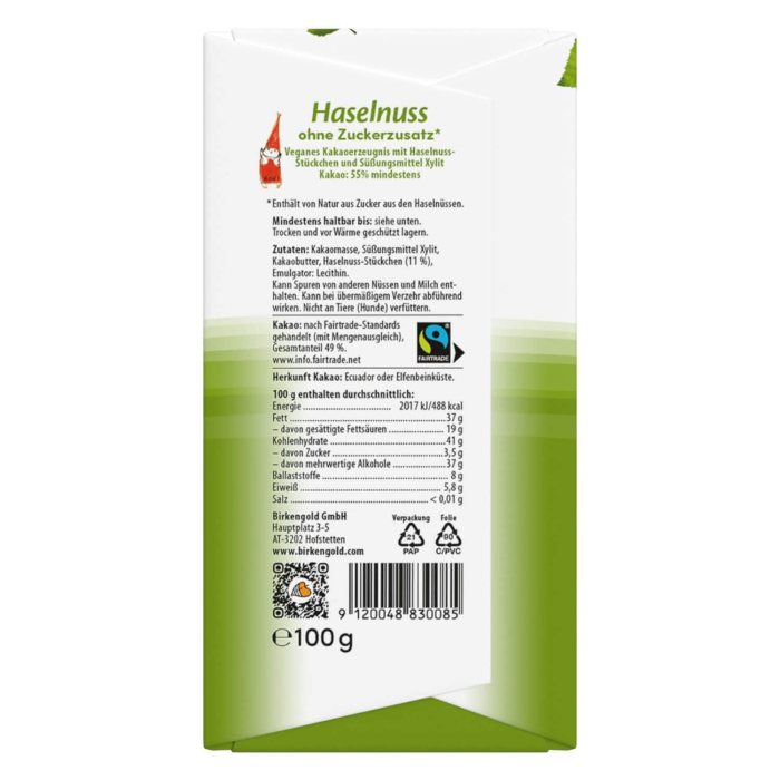 Ciocolată neagră cu alune de pădure 100g Birkengold [2]