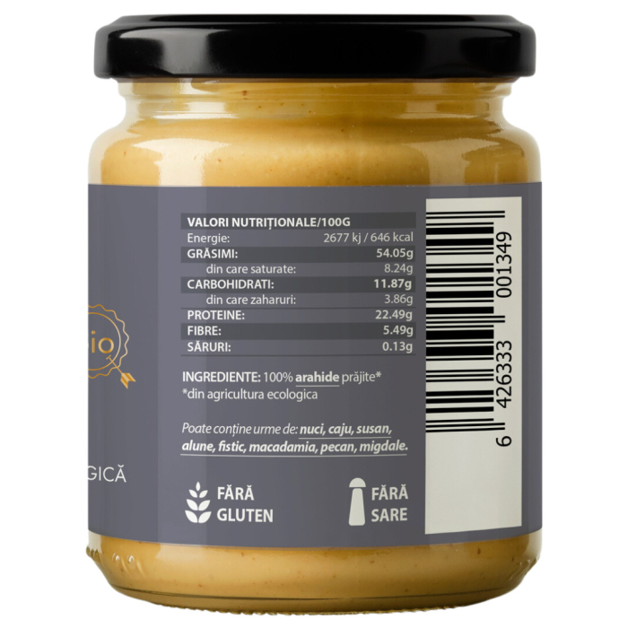 Cremă de arahide crunchy bio 250g Obio [2]