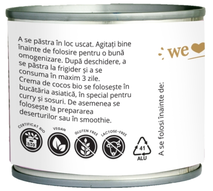 Cremă de cocos bio 200 ml Obio [2]