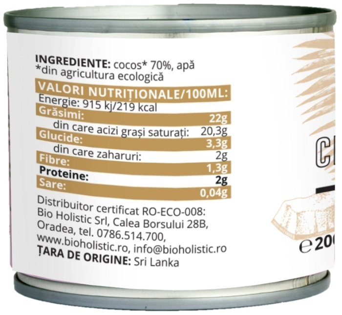 Cremă de cocos bio 200 ml Obio [3]