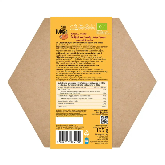 Cutie cadou cu caramele - aromă caramel și curmale bio 195g Super Fudgio [2]