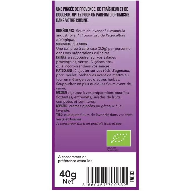 Flori de lavandă - uz culinar bio 40g Aromandise [4]