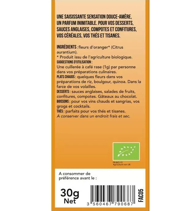 Flori de portocal - uz culinar bio 30 g Aromandise [2]