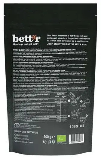 Granola proteică cu alune și cacao bio 300g Bettr [2]
