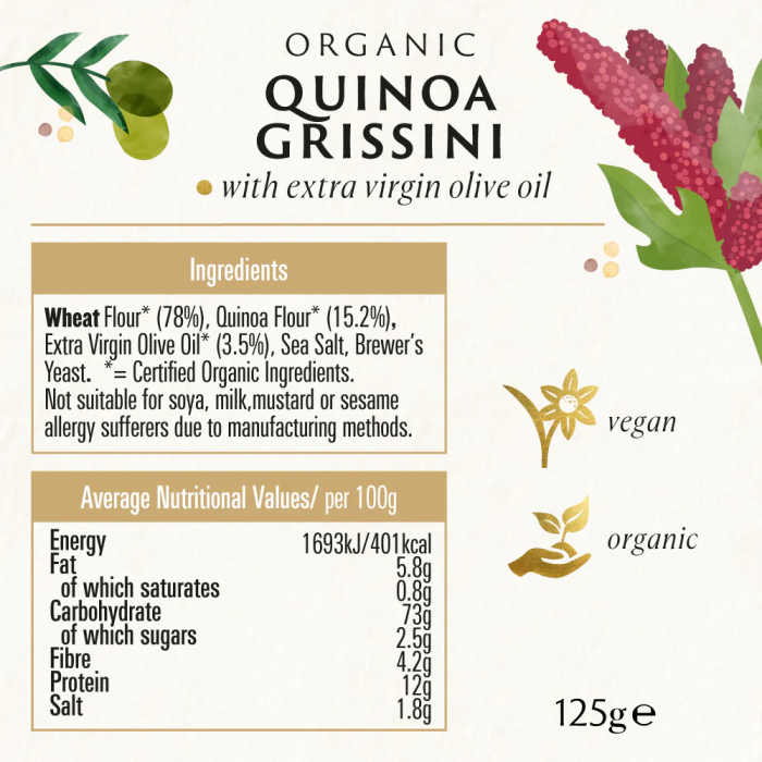 Grisine cu quinoa și ulei de măsline bio 125g Biona [2]