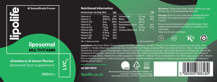 LVC5 - Multivitamin - complex de vitamine lipozomale 240 ml Lipolife [2]